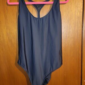 Newport News Black Rhinestone Size 18 Swimsuit 1 Piece T Back Straps 1x